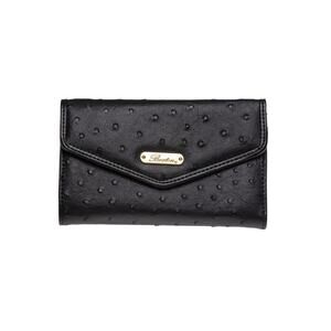 Buxton Ostrich Embossed Wallets Chained Crossbody Black